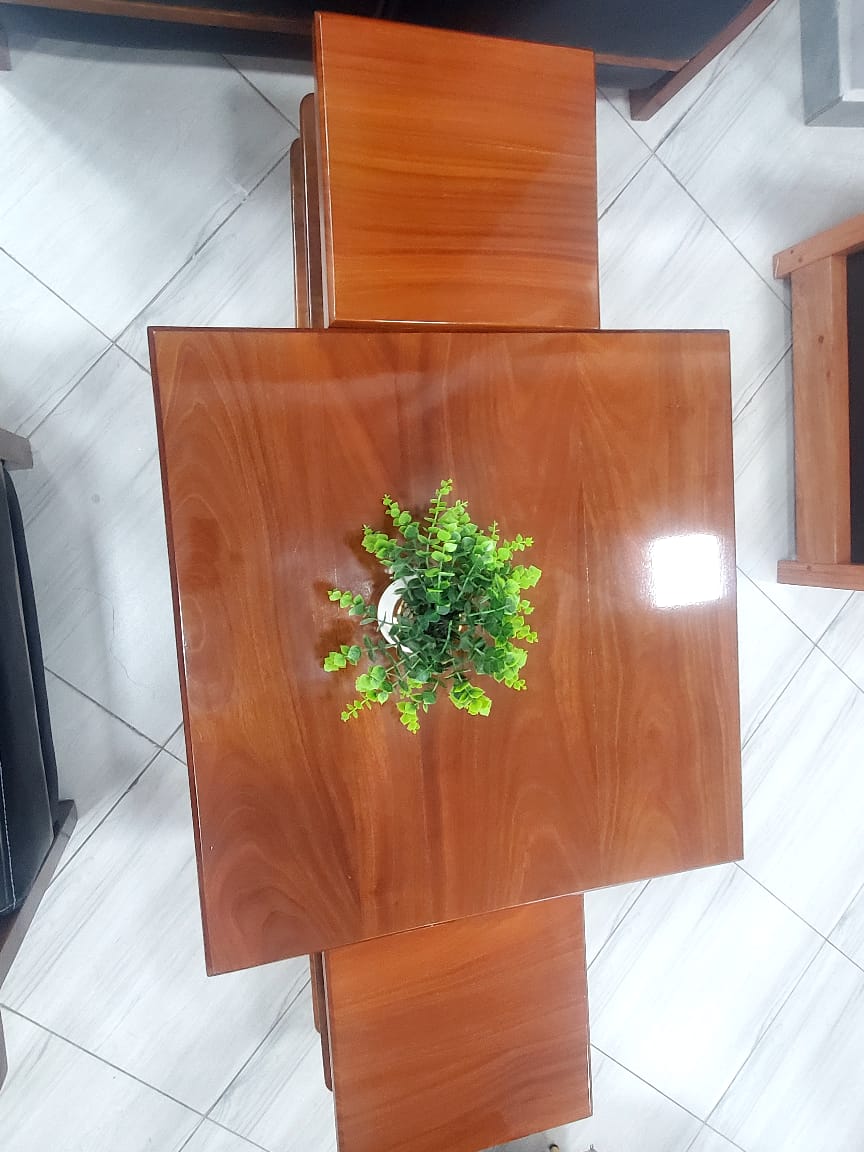 Solid Wood Table & 2 Stools Set
