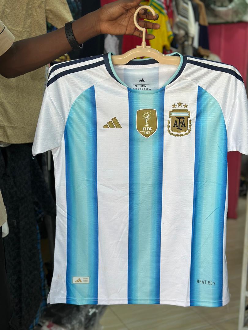 Argentina Football Jersey – White & Sky Blue