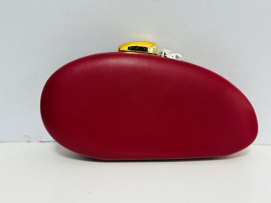 Red Oval Hardcase Clutch Bag