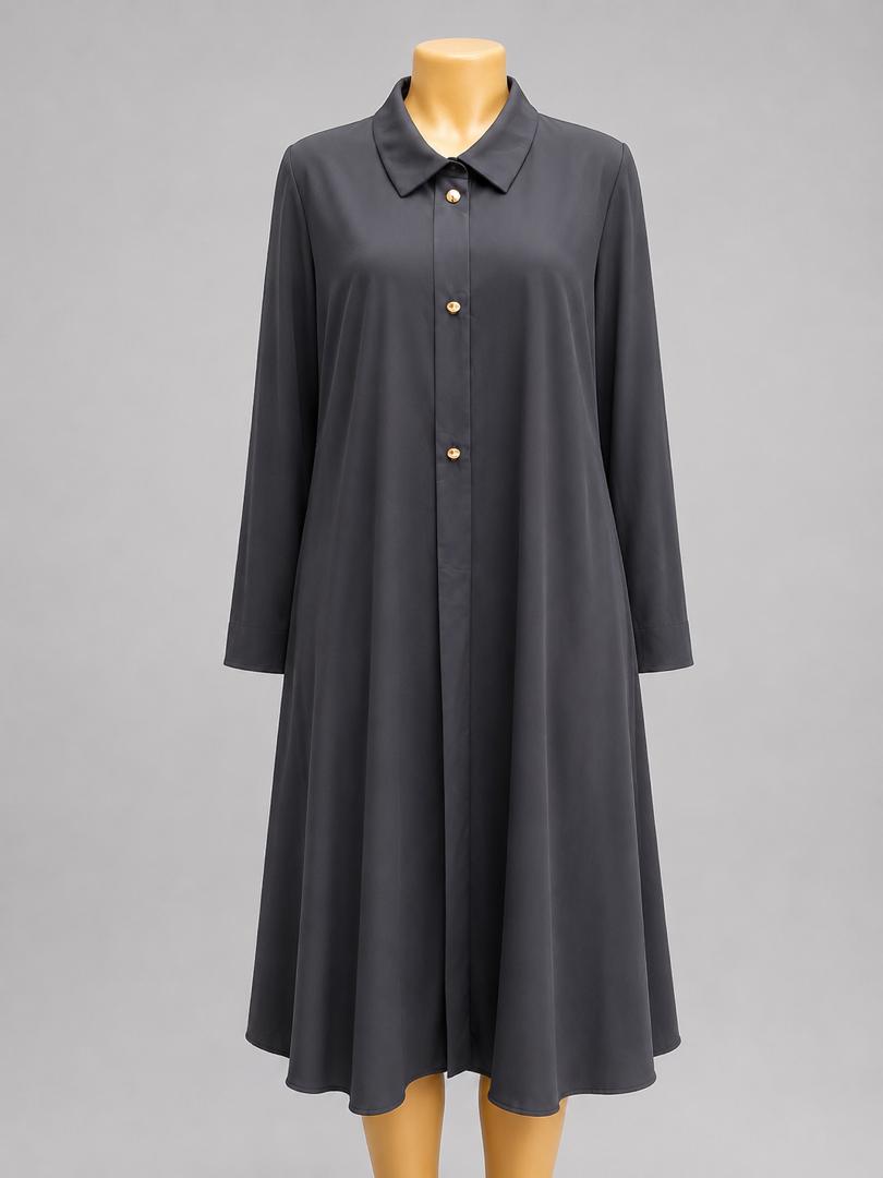 Long Sleeve Button-Front Shirt Dress